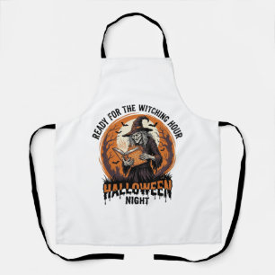 Halloween Witch Shirt Vintage Spellbook Reading De Apron
