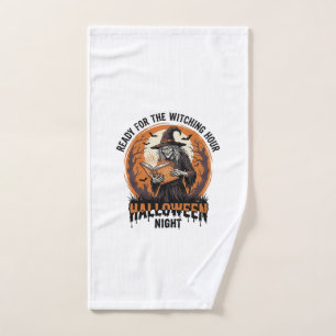 Halloween Witch Shirt Vintage Spellbook Reading De Hand Towel