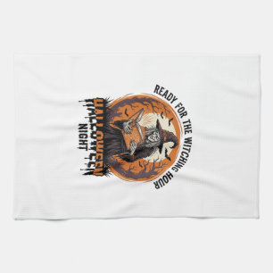 Halloween Witch Shirt Vintage Spellbook Reading De Tea Towel