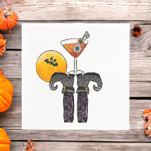 Halloween Witch Shoes Spooky Cocktail Party Napkin