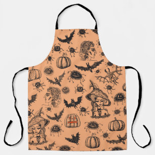 Halloween Witch Silhouette: Cartoon Pattern. Apron