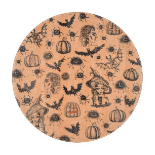 Halloween Witch Silhouette: Cartoon Pattern. Cutting Board