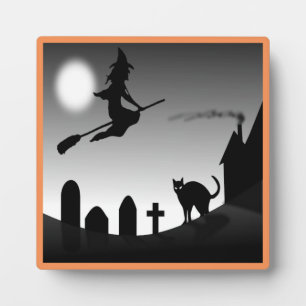 HALLOWEEN WITCH SILHOUETTE PLAQUE