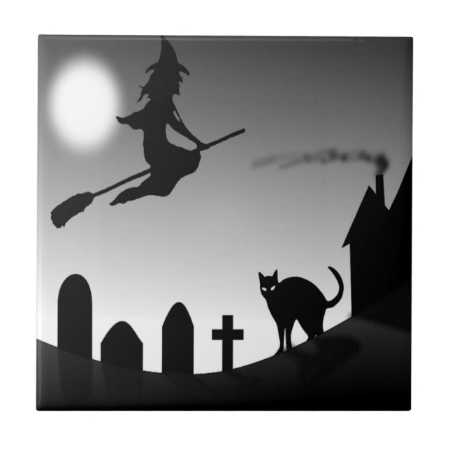 HALLOWEEN WITCH SILHOUETTE TILE (Front)