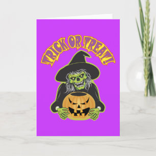 Halloween Witch Skull Card