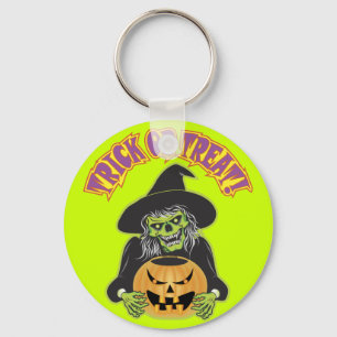 Halloween Witch Skull Key Ring