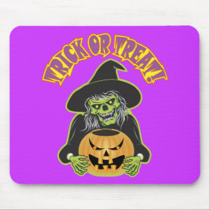 Halloween Witch Skull Mouse Pad