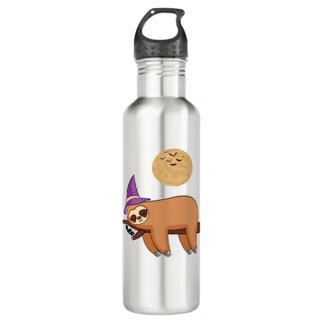 Halloween Witch Sloth Oversized T-Shirt 710 Ml Water Bottle (Front)