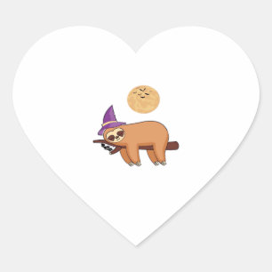 Halloween Witch Sloth Oversized T-Shirt Heart Sticker