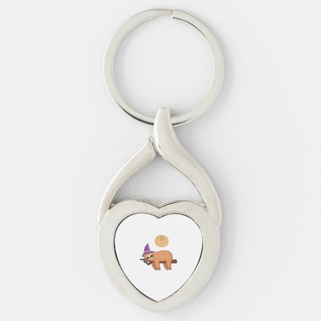 Halloween Witch Sloth Oversized T-Shirt Key Ring (Front)