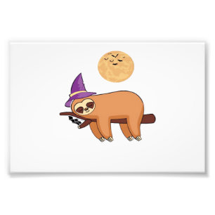Halloween Witch Sloth Oversized T-Shirt Photo Print