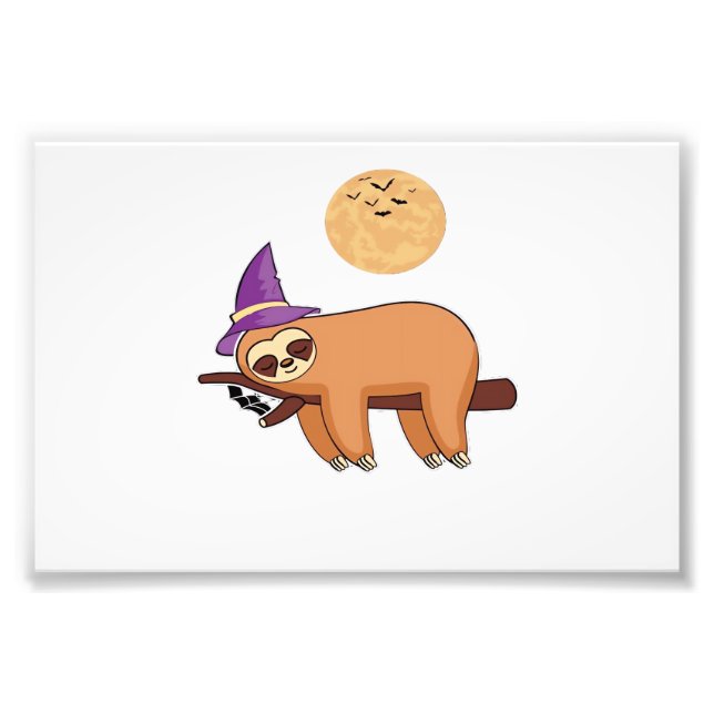 Halloween Witch Sloth Oversized T-Shirt Photo Print (Front)