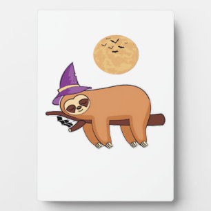 Halloween Witch Sloth Oversized T-Shirt Plaque