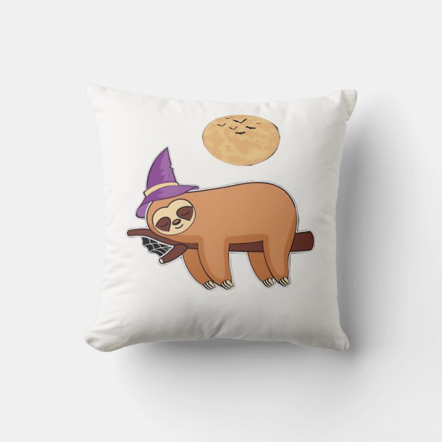 Halloween Witch Sloth Premium T-Shirt Cushion (Front)