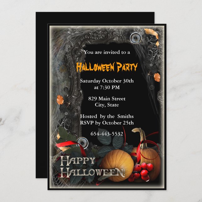 Halloween Witch Spell Book Party Invitation (Front/Back)