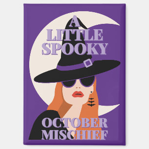Halloween Witch Spooky October Mischief Purple Magnet