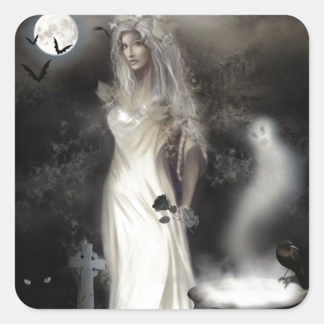 Halloween Witch Square Sticker (Front)