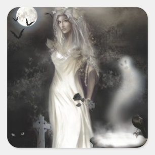 Halloween Witch Square Sticker