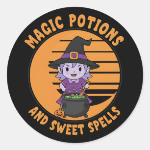 Halloween Witch Sticker with Magic Potion Fun