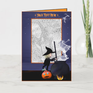 Halloween Witch Stirring Cauldron (photo frame) Card