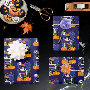 Halloween Witch Sugar Skull Wrapping Paper Sheet