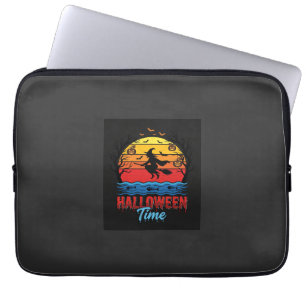 Halloween Witch Sunset Vector Laptop Sleeve