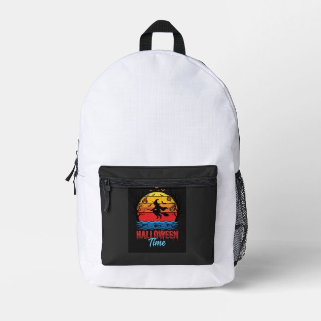Halloween Witch Sunset Vector Printed Backpack (Front)