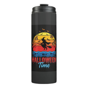 Halloween Witch Sunset Vector Thermal Tumbler
