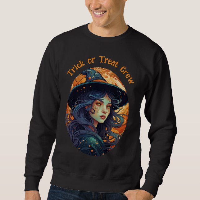 Halloween Witch Theme - Trick or Treat Crew Sweatshirt (Front)