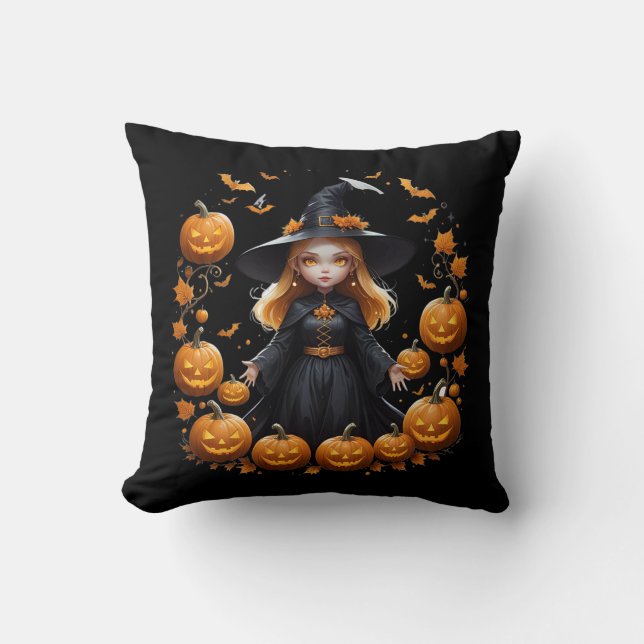 Halloween witch Throw Pillow (Front)