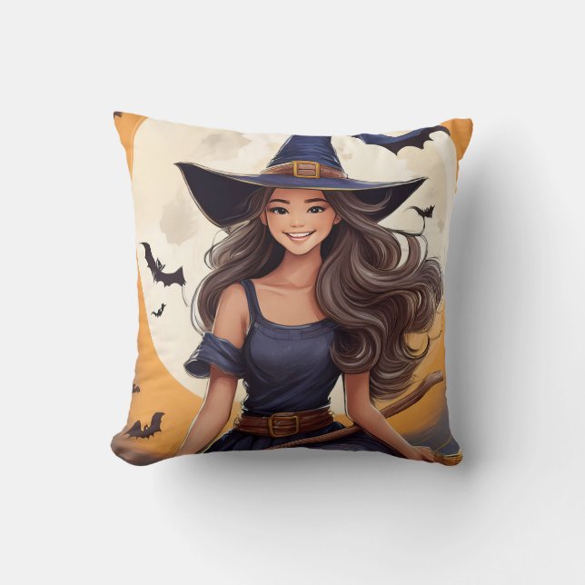 Halloween Witch Throw Pillow (Front)