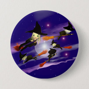 Halloween Witch Traffic 7.5 Cm Round Badge