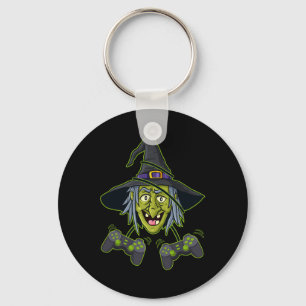 Halloween Witch Video Gamer Controllers Boys Kids Key Ring