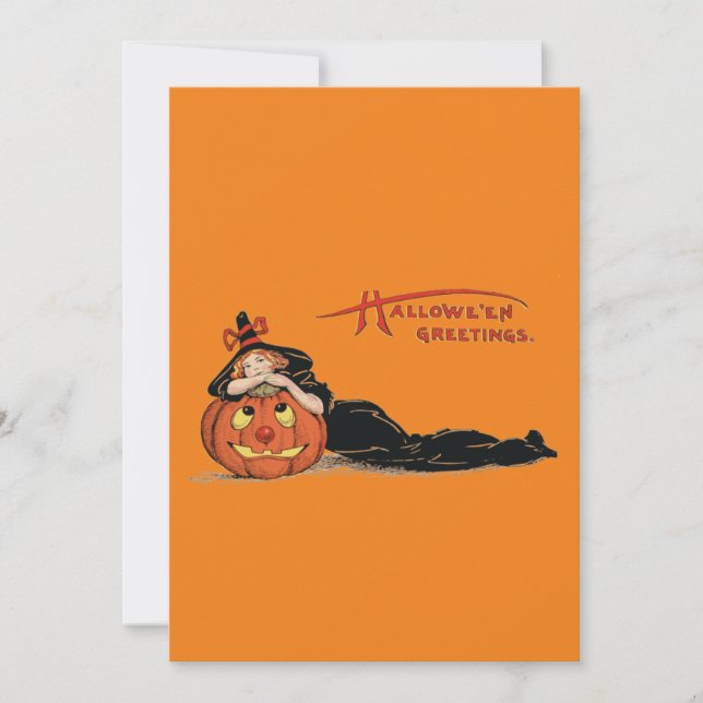 Halloween Witch Vintage Art Greeting Card  (Front)