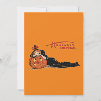Halloween Witch Vintage Art Greeting Card 