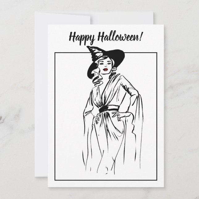 Halloween Witch Vintage Illustration Card (Front)