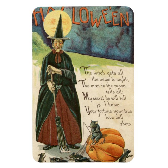Halloween Witch Vintage Magnet (Vertical)