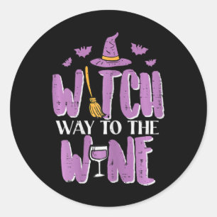 Halloween Witch Way To Funny Pun Costume Party Mum Classic Round Sticker