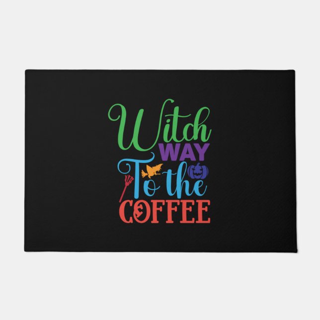 Halloween Witch Way To The Coffee Doormat (Front)