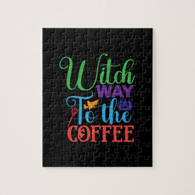 Halloween Witch Way To The Coffee Jigsaw Puzzle (Vertical)