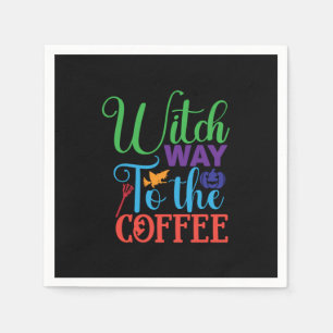 Halloween Witch Way To The Coffee Napkin