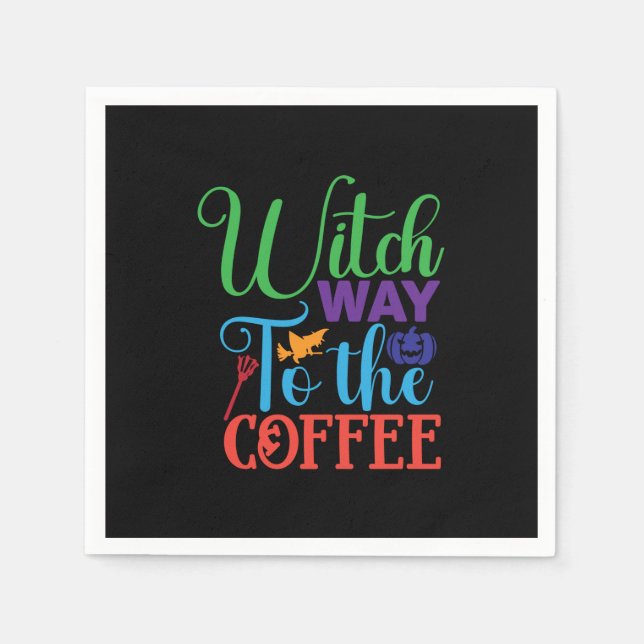 Halloween Witch Way To The Coffee Napkin (Front)