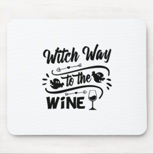 Halloween Witch Way To The Wine Birthday Mouse Pad