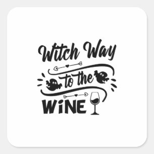 Halloween Witch Way To The Wine Birthday Square Sticker