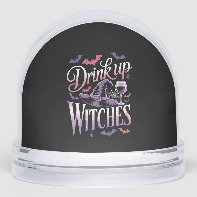 Halloween Witch Wine � Drink Up Snowglobe (Front)
