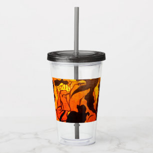 Halloween Witch with a Black Cat Acrylic Tumbler