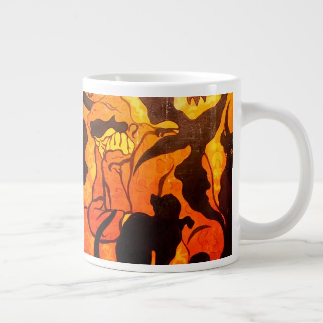 Halloween Witch with a Black Cat Large Coffee Mug (Right)