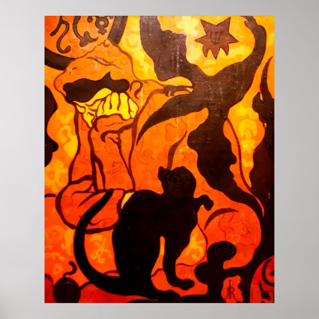 Halloween Witch with a Black Cat Poster (Front)