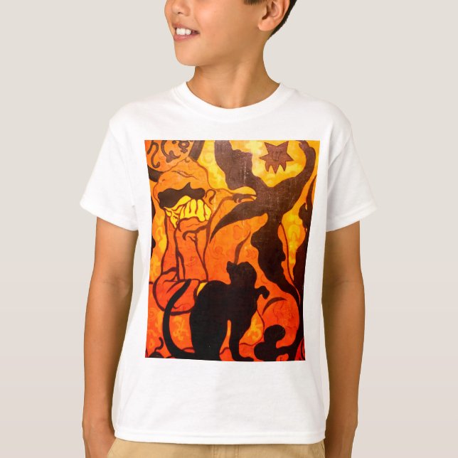 Halloween Witch with a Black Cat T-Shirt (Front)