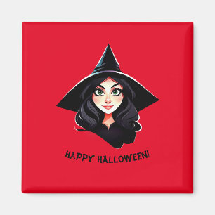 Halloween witch with black hair  magnet